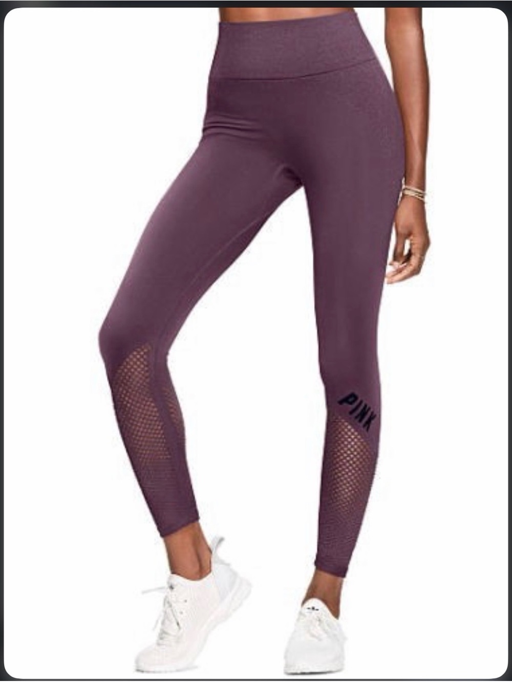 PINK Victoria's Secret High-Waist Mesh Panel Leggings in Plum size large